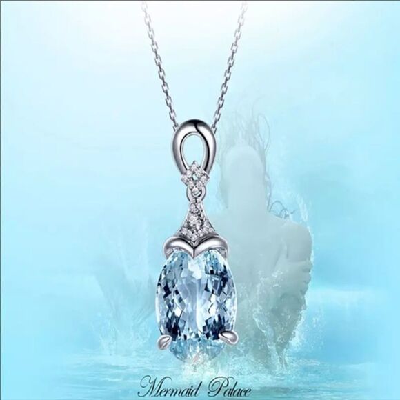 S925 Sterling Silver Aquamarine Diamonde - Picture 2 of 10